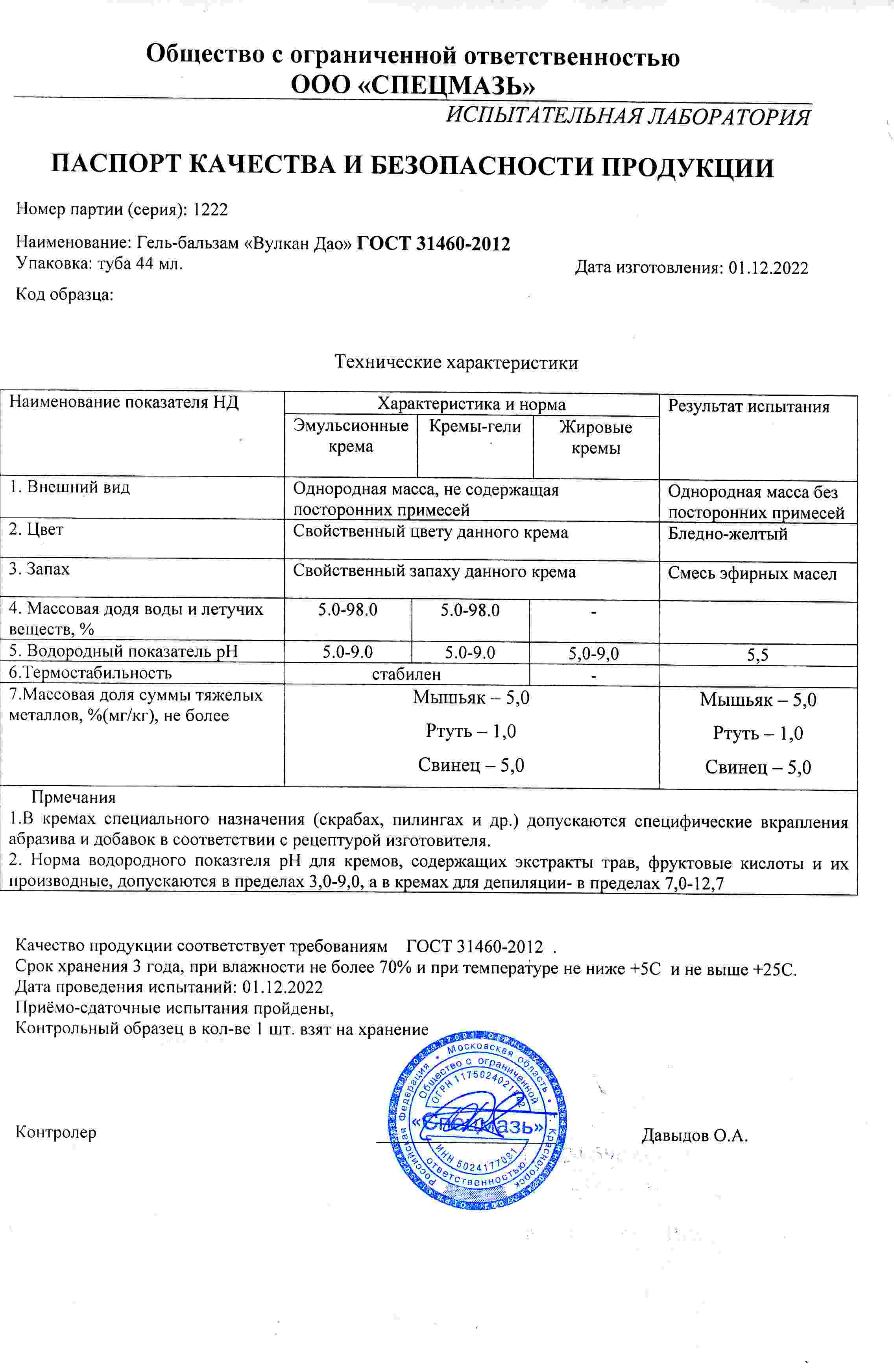 Паспорт №122022